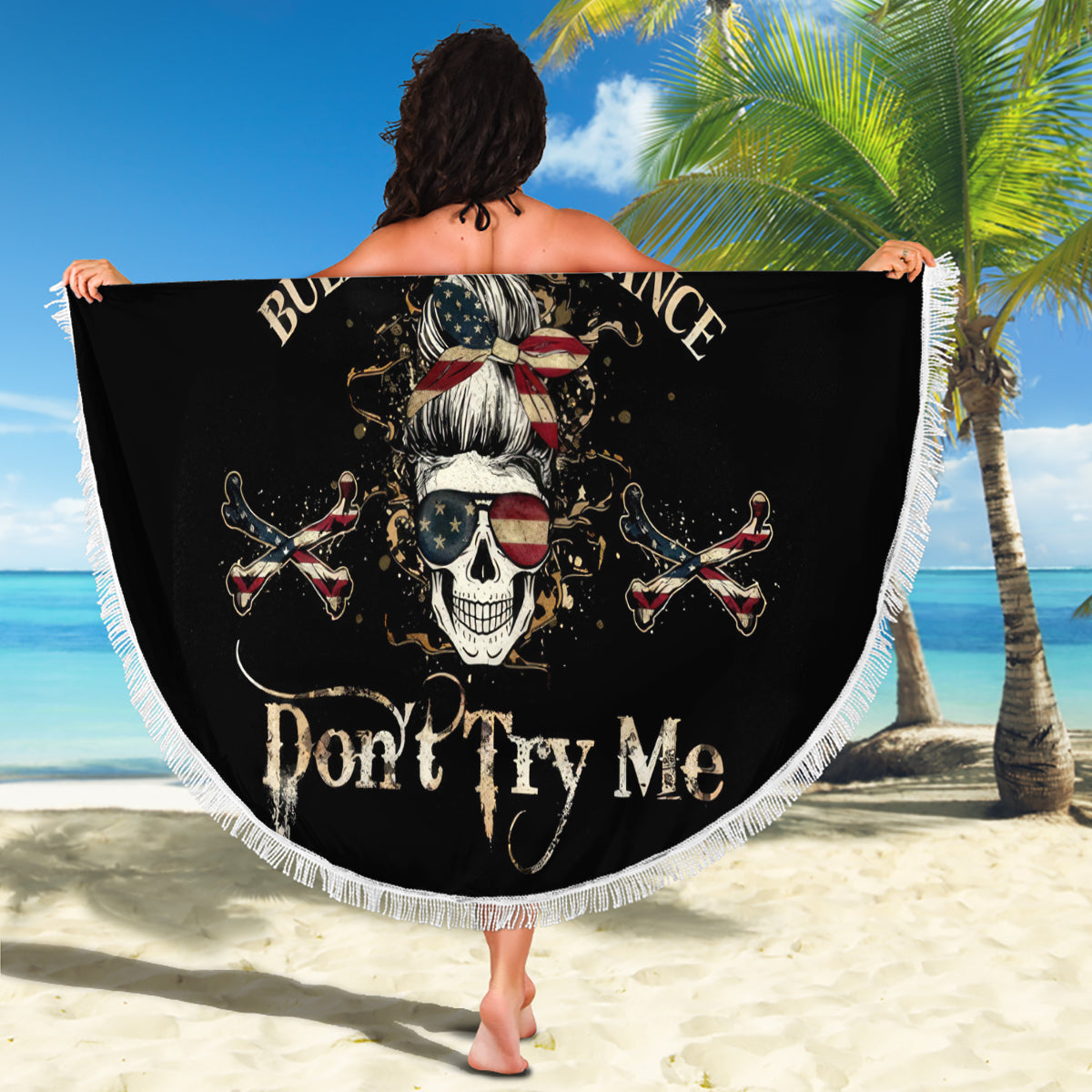 Girl Skull Beach Blanket I'm A Bitch Don't Try Me - Wonder Print Shop