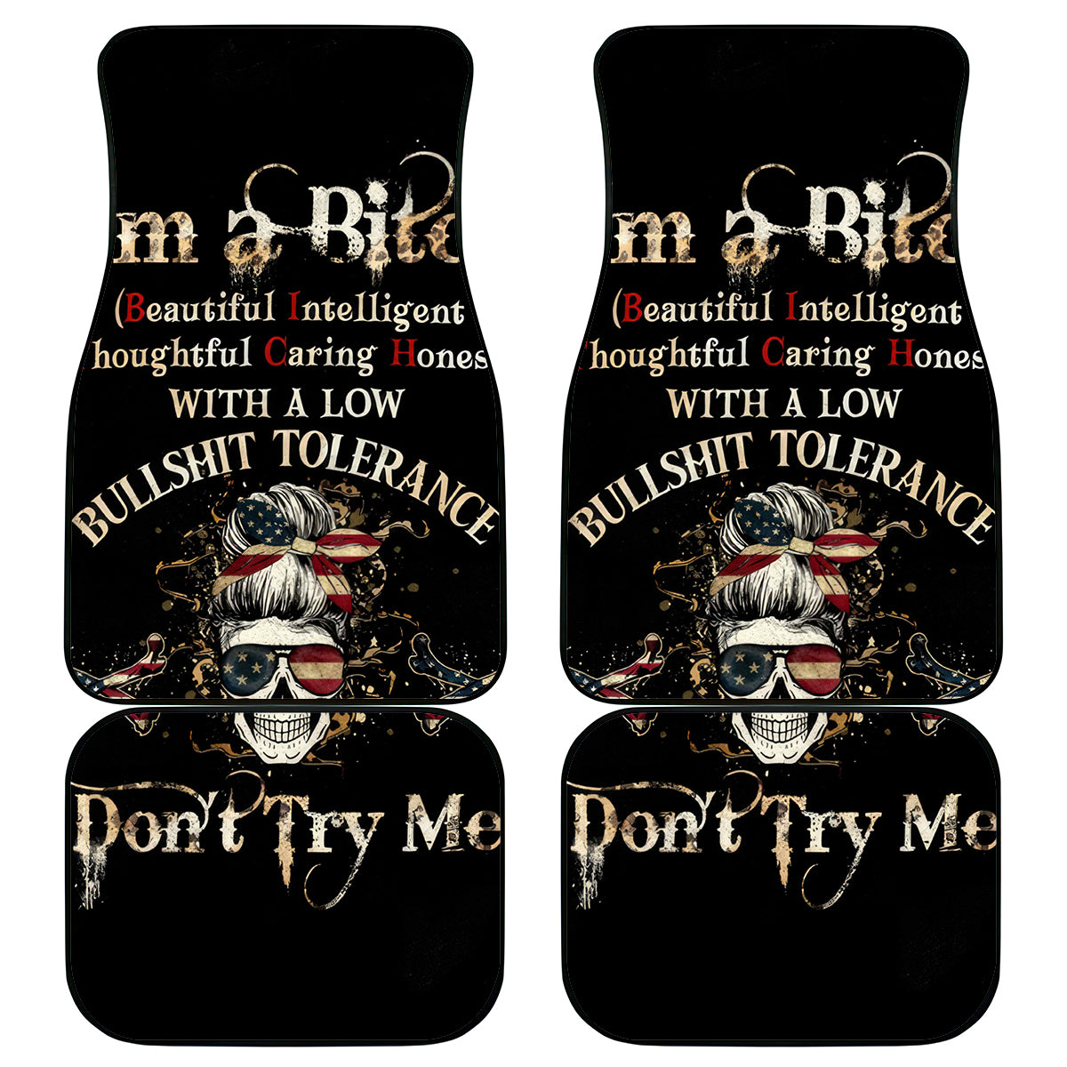 Girl Skull Car Mats I'm A Bitch Don't Try Me - Wonder Print Shop