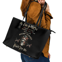 Girl Skull Leather Tote Bag I'm A Bitch Don't Try Me - Wonder Print Shop