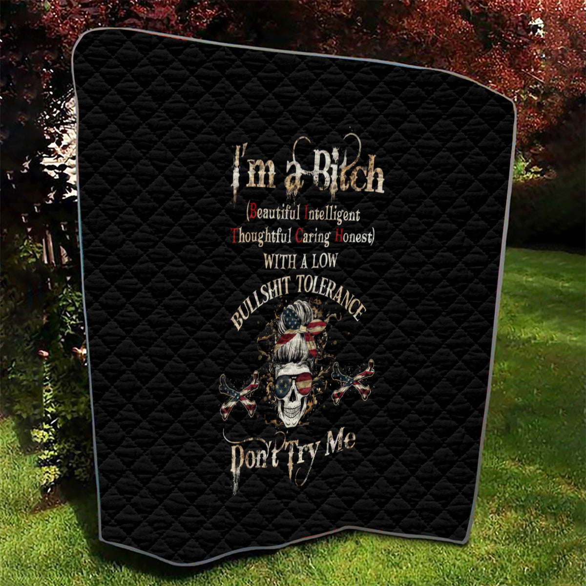 Girl Skull Quilt I'm A Bitch Don't Try Me - Wonder Print Shop