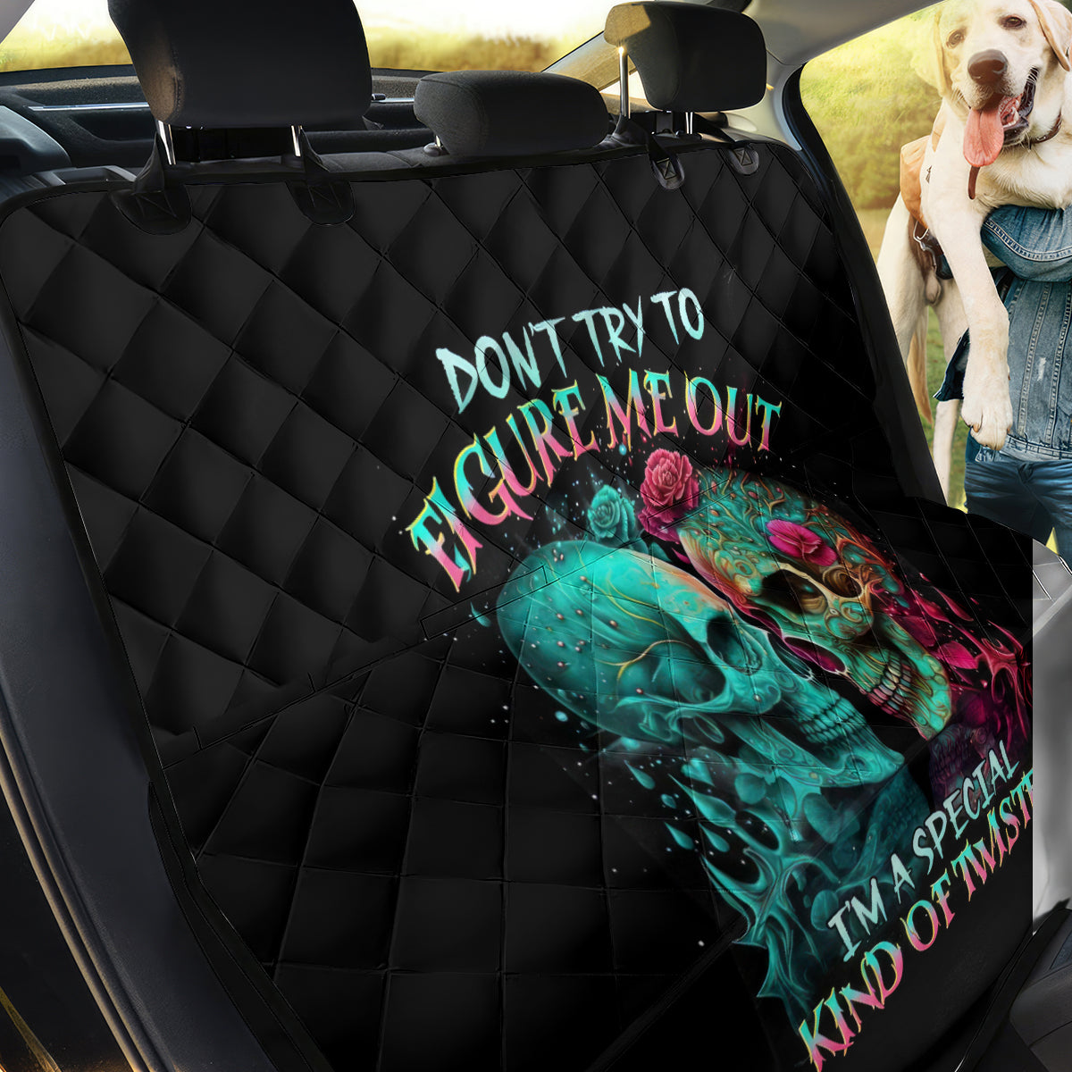 Twin Skull Back Car Seat Cover Don't Try To Figure Me Out I'm A Special - Wonder Print Shop