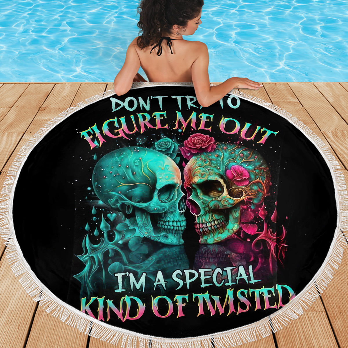 Twin Skull Beach Blanket Don't Try To Figure Me Out I'm A Special - Wonder Print Shop