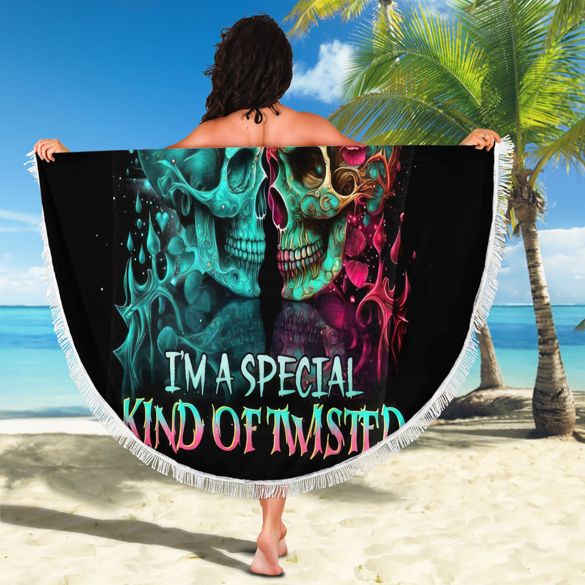 Twin Skull Beach Blanket Don't Try To Figure Me Out I'm A Special - Wonder Print Shop