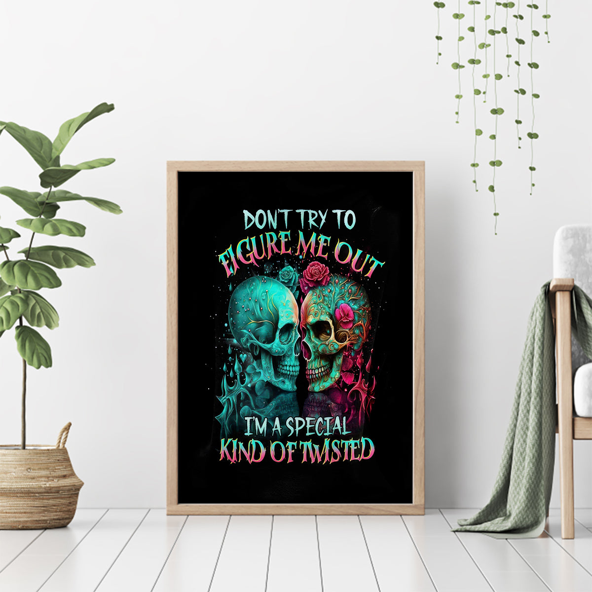 Twin Skull Canvas Wall Art Don't Try To Figure Me Out I'm A Special - Wonder Print Shop