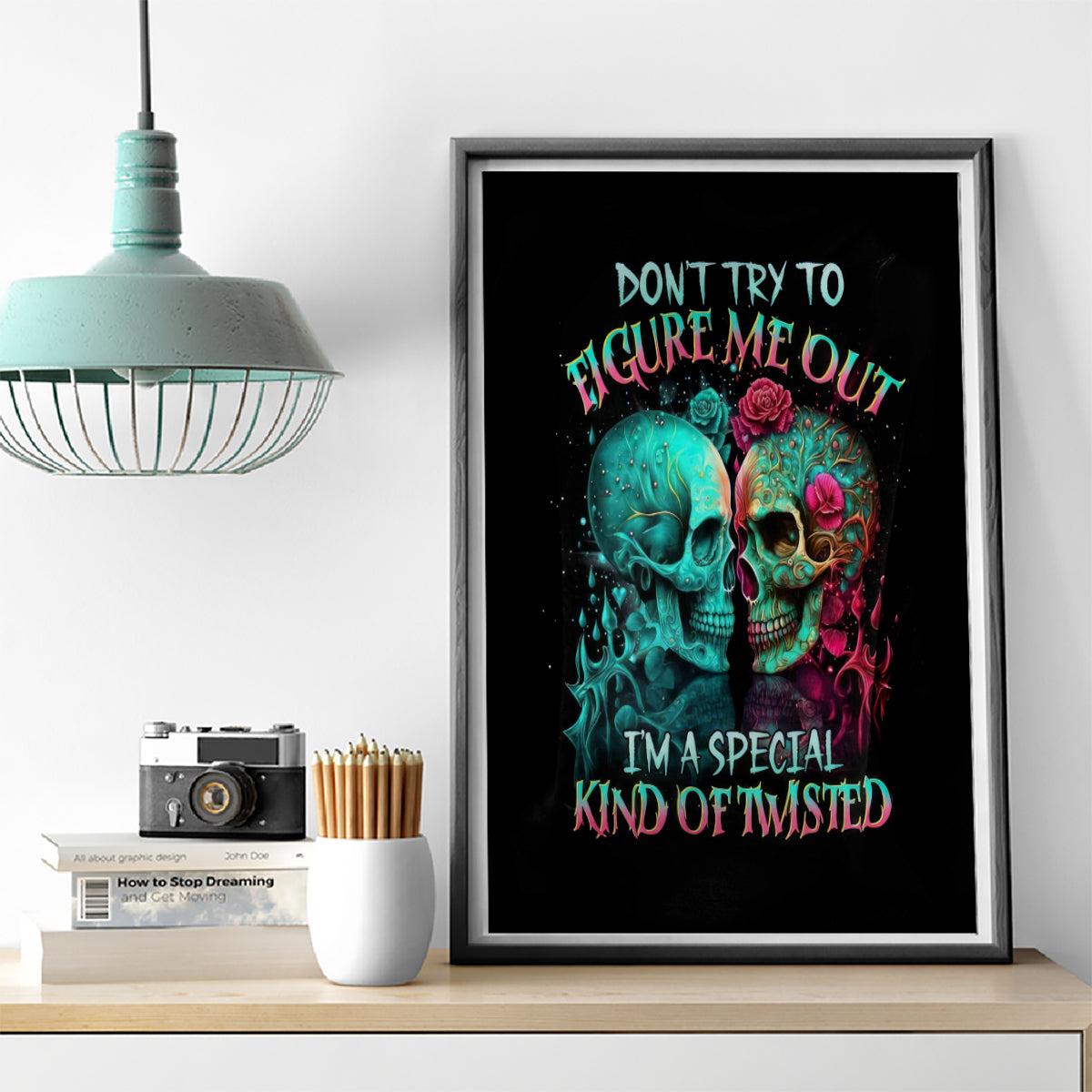 Twin Skull Canvas Wall Art Don't Try To Figure Me Out I'm A Special - Wonder Print Shop