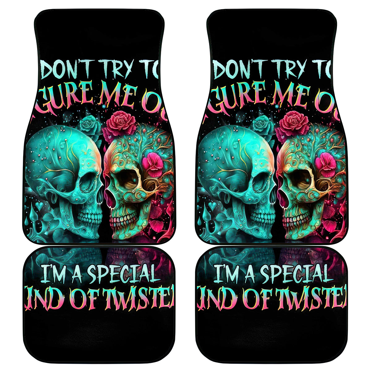 Twin Skull Car Mats Don't Try To Figure Me Out I'm A Special - Wonder Print Shop