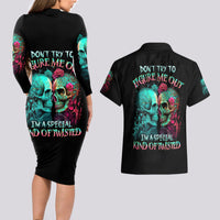 Twin Skull Couples Matching Long Sleeve Bodycon Dress and Hawaiian Shirt Don't Try To Figure Me Out I'm A Special - Wonder Print Shop