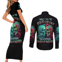 Twin Skull Couples Matching Short Sleeve Bodycon Dress and Long Sleeve Button Shirts Don't Try To Figure Me Out I'm A Special - Wonder Print Shop