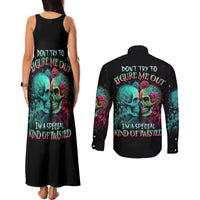Twin Skull Couples Matching Tank Maxi Dress and Long Sleeve Button Shirts Don't Try To Figure Me Out I'm A Special - Wonder Print Shop