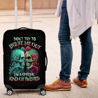 Twin Skull Luggage Cover Don't Try To Figure Me Out I'm A Special - Wonder Print Shop