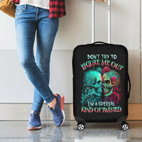 Twin Skull Luggage Cover Don't Try To Figure Me Out I'm A Special - Wonder Print Shop