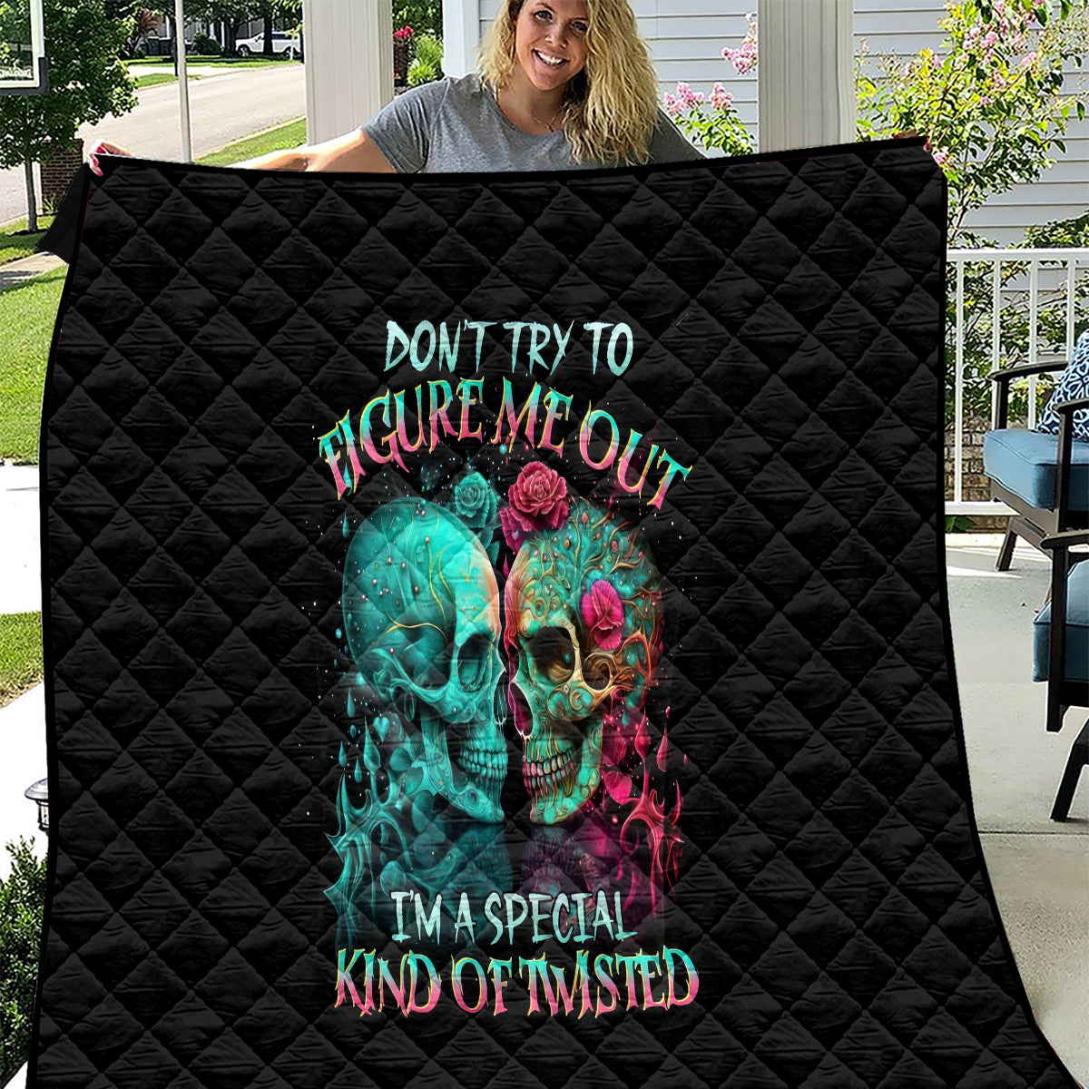 Twin Skull Quilt Don't Try To Figure Me Out I'm A Special - Wonder Print Shop