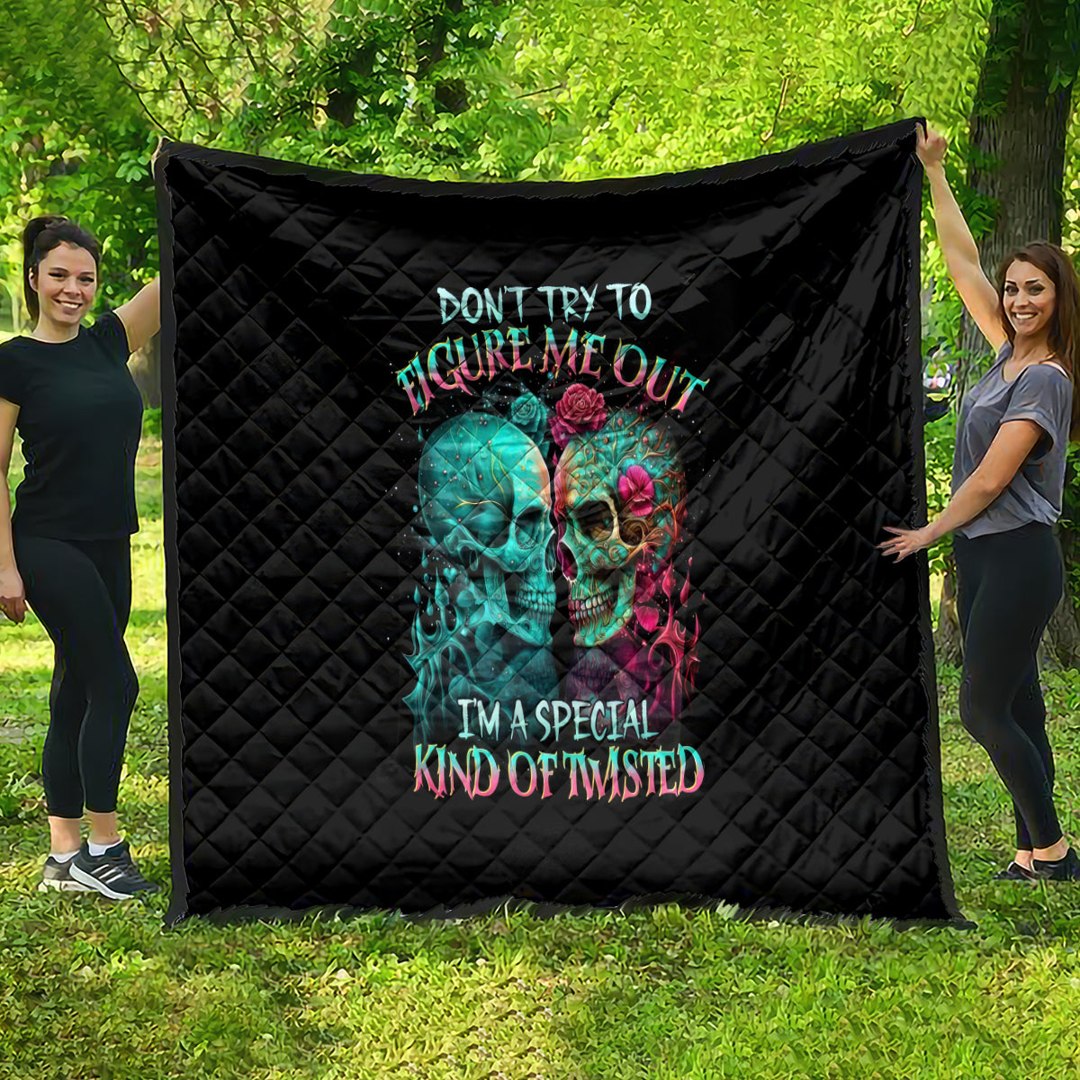 Twin Skull Quilt Don't Try To Figure Me Out I'm A Special - Wonder Print Shop