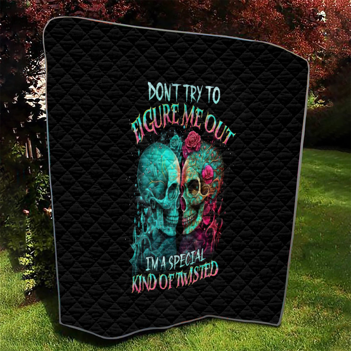 Twin Skull Quilt Don't Try To Figure Me Out I'm A Special - Wonder Print Shop