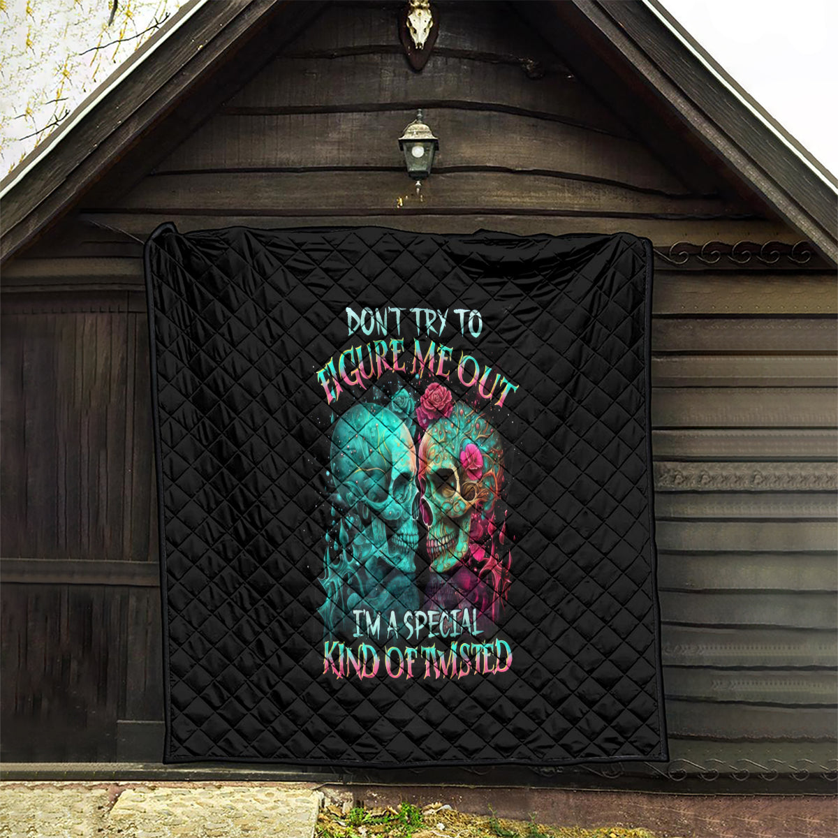 Twin Skull Quilt Don't Try To Figure Me Out I'm A Special - Wonder Print Shop