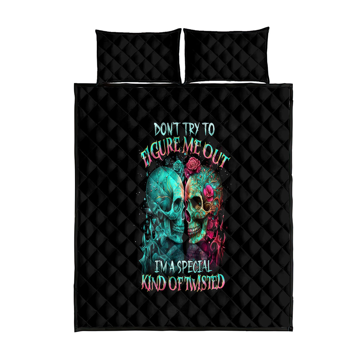 Twin Skull Quilt Bed Set Don't Try To Figure Me Out I'm A Special - Wonder Print Shop