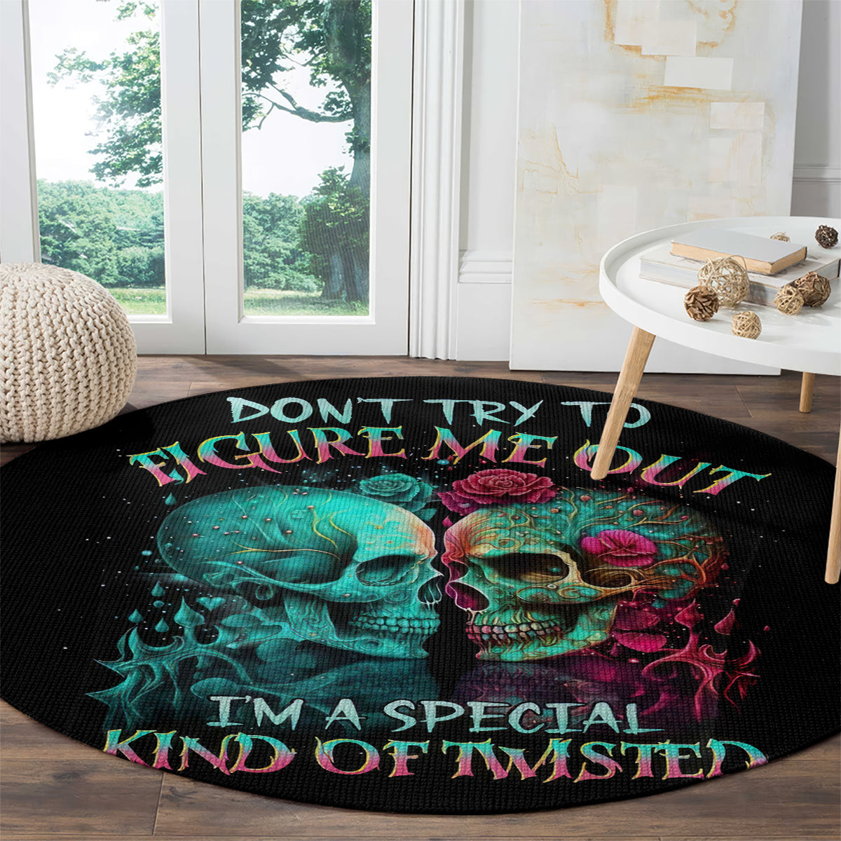 twin-skull-round-carpet-dont-try-to-figure-me-out-im-a-special