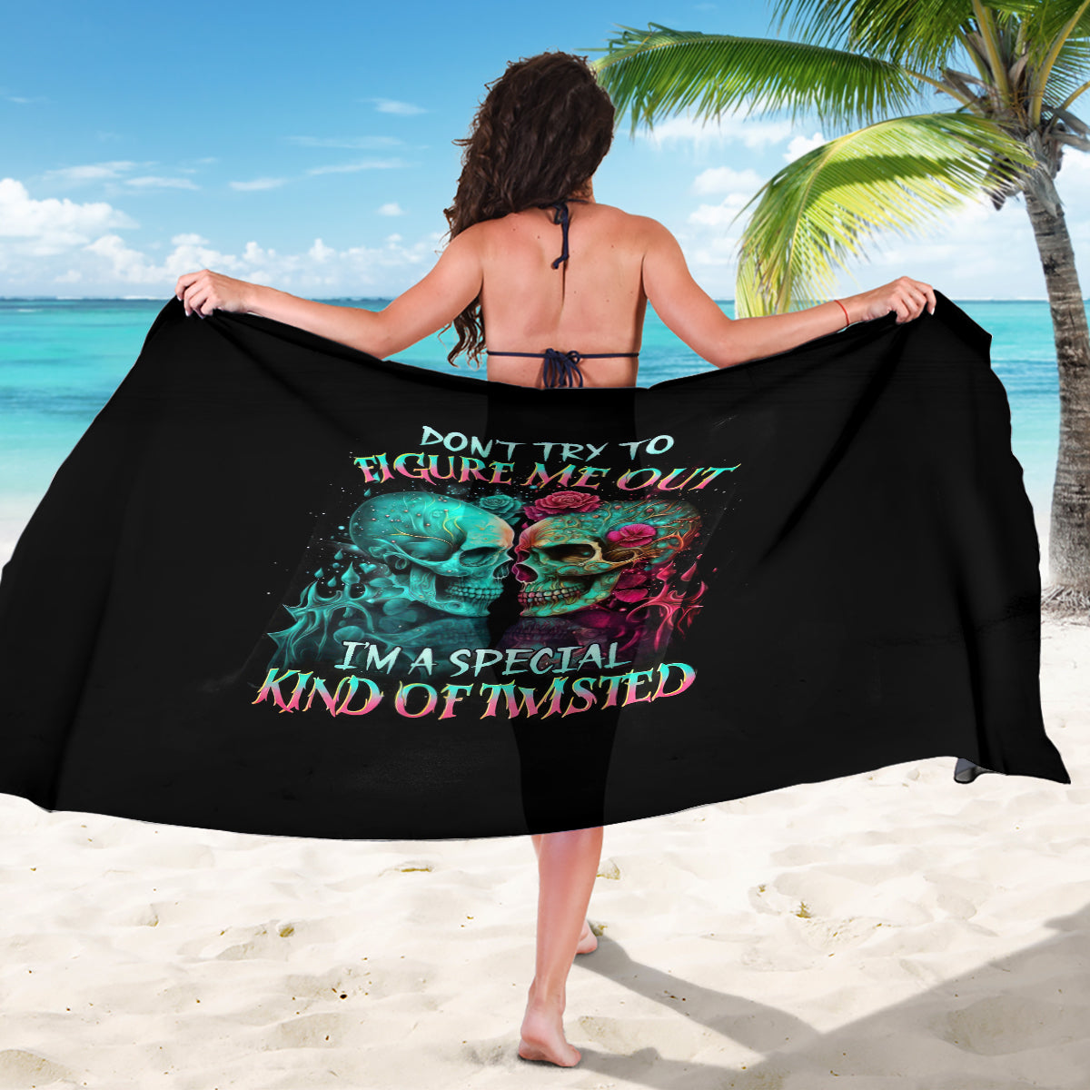 Twin Skull Sarong Don't Try To Figure Me Out I'm A Special - Wonder Print Shop