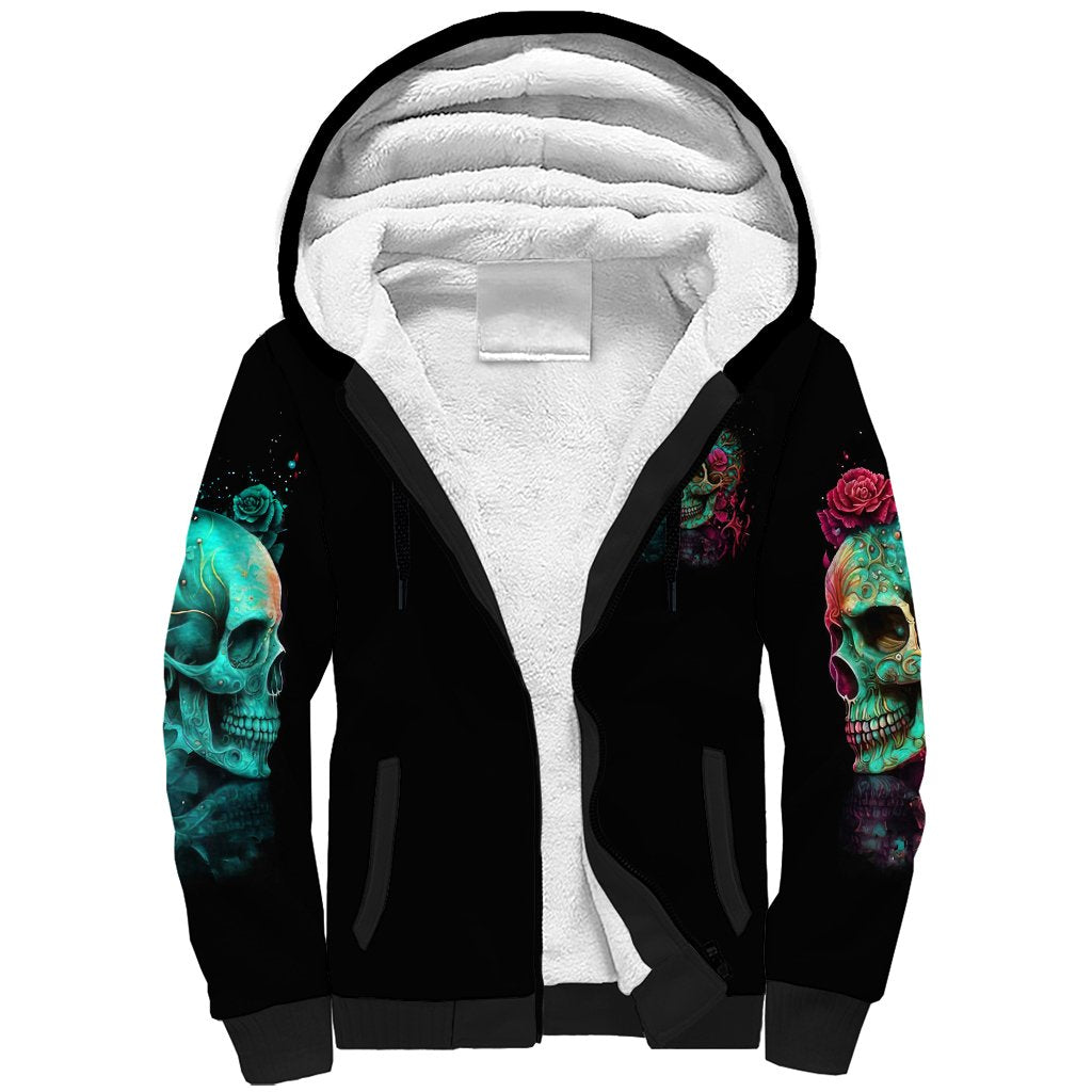 Satan Skull Sherpa Hoodie I Never Alone My Demon With Me 24/7 - Wonder Print Shop