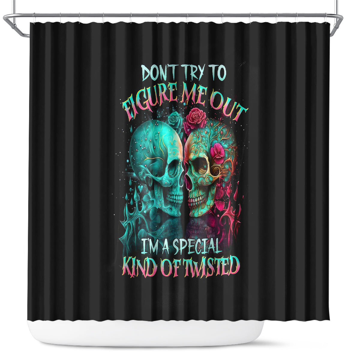 twin-skull-shower-curtain-dont-try-to-figure-me-out-im-a-special