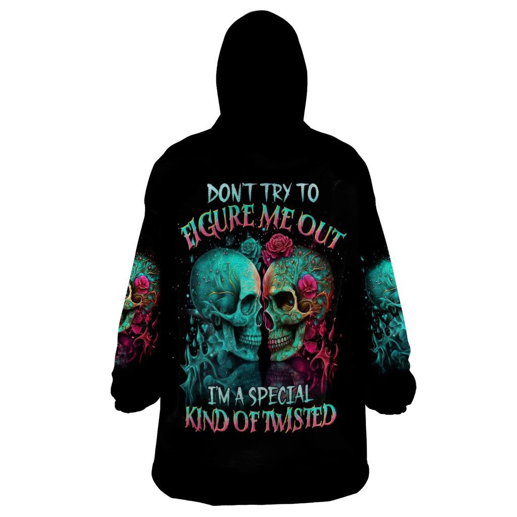 Satan Skull Wearable Blanket Hoodie I Never Alone My Demon With Me 24/7 - Wonder Print Shop