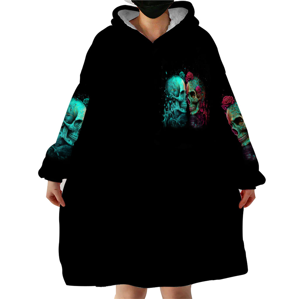 Satan Skull Wearable Blanket Hoodie I Never Alone My Demon With Me 24/7 - Wonder Print Shop