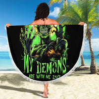 Zombie Skull Beach Blanket I Never Alone My Demon With Me 24/7 - Wonder Print Shop