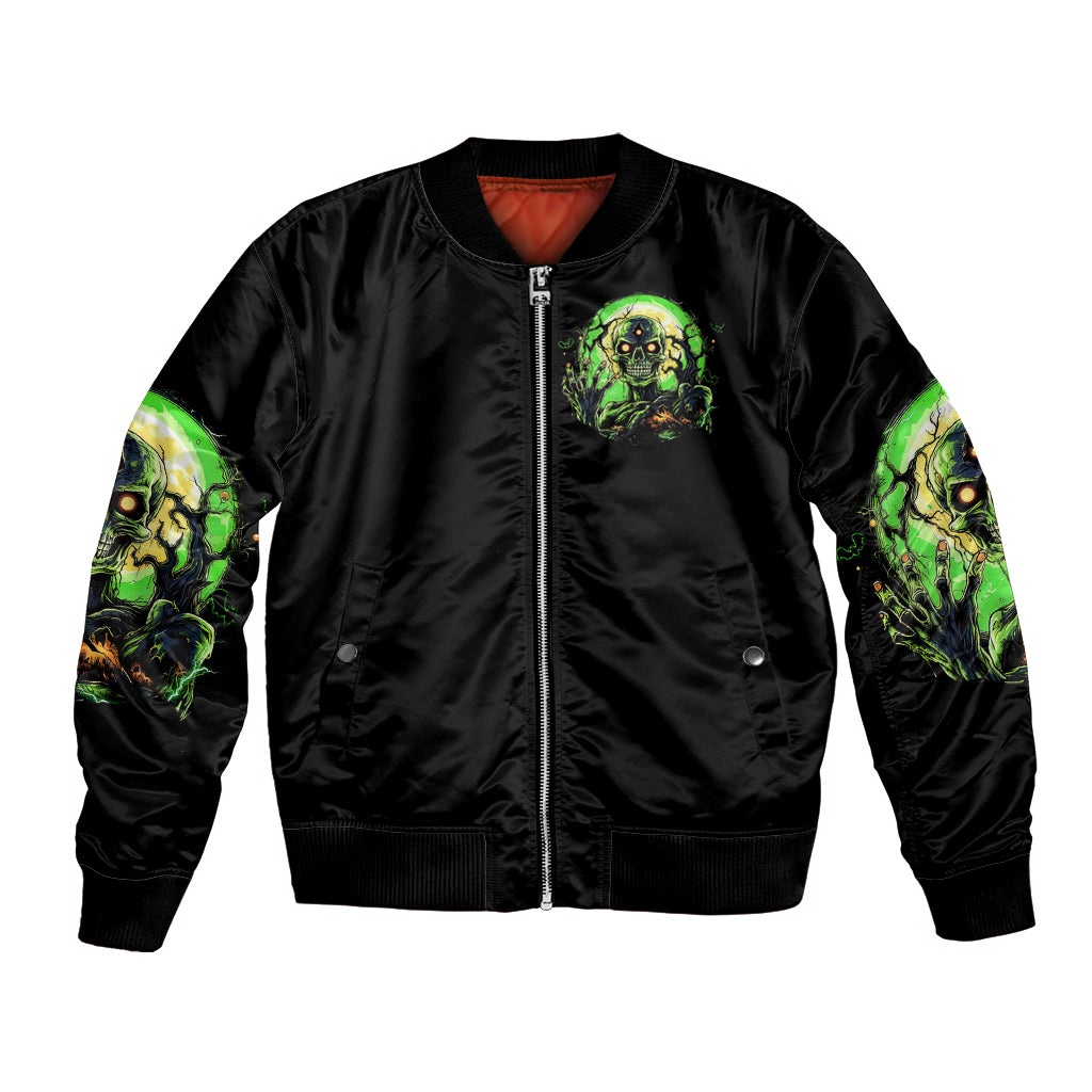 Zombie Skull Bomber Jacket I Never Alone My Demon With Me 24/7 - Wonder Print Shop