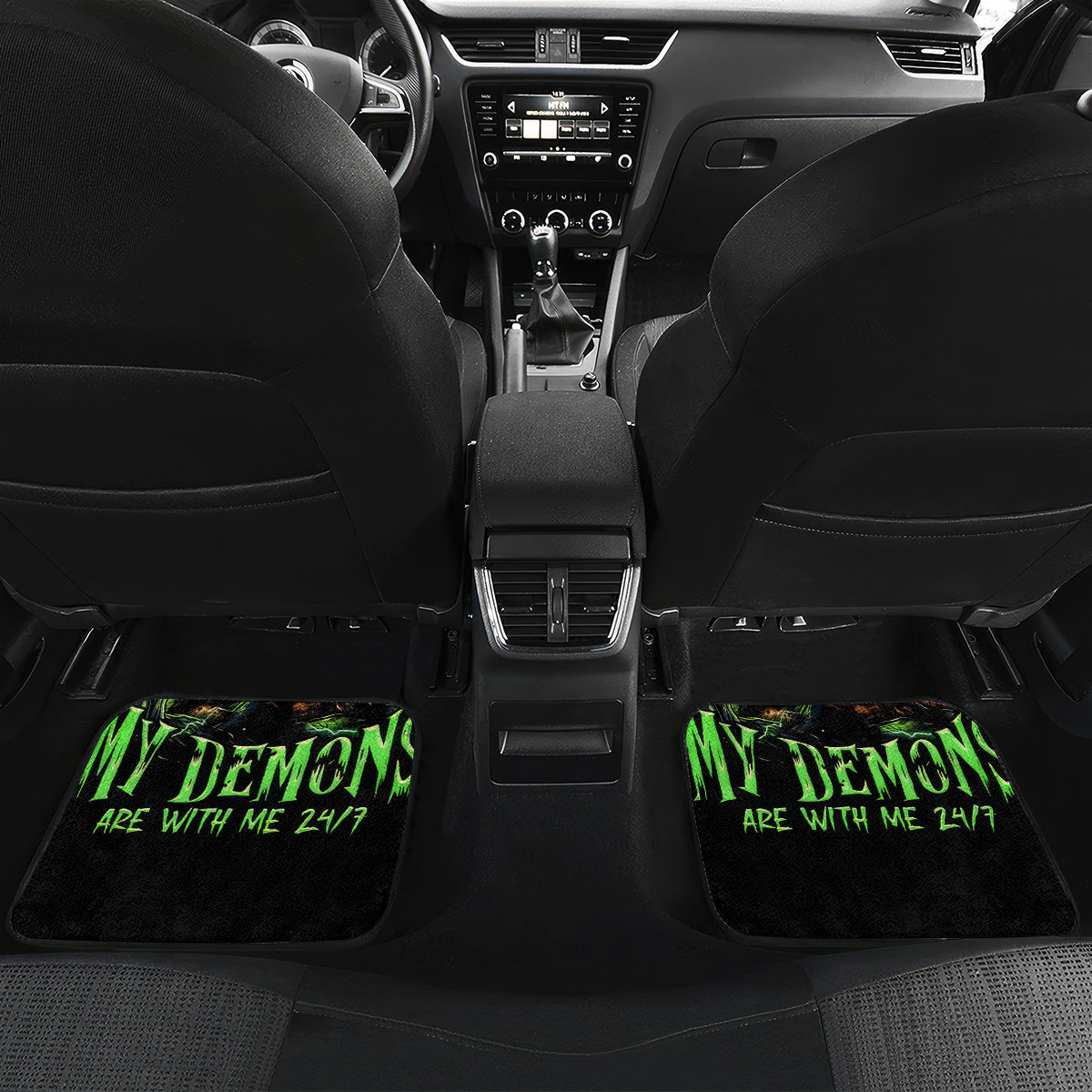 Zombie Skull Car Mats I Never Alone My Demon With Me 24/7 - Wonder Print Shop