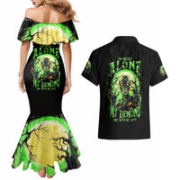 Zombie Skull Couples Matching Mermaid Dress and Hawaiian Shirt I Never Alone My Demon With Me 24/7 - Wonder Print Shop