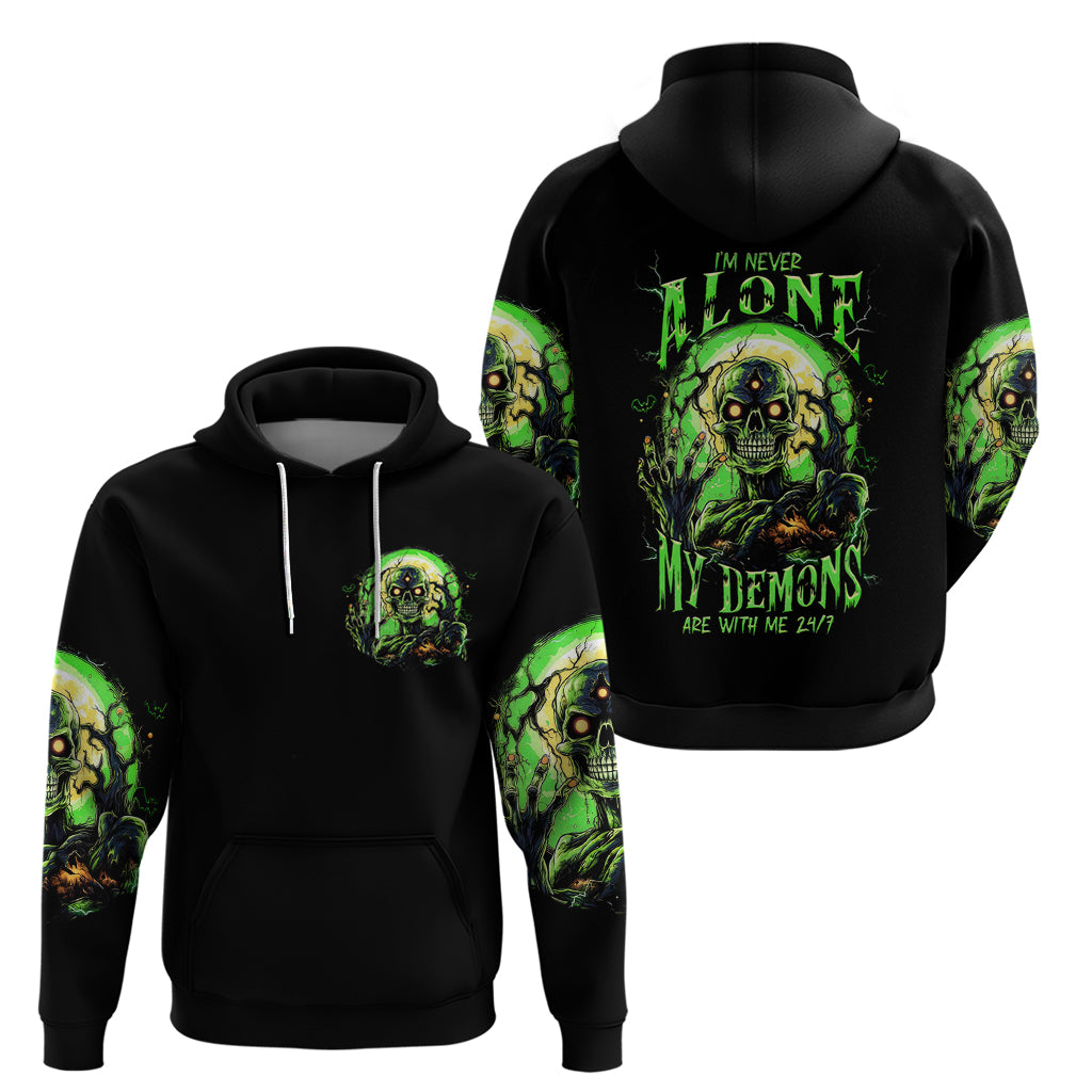 Zombie Skull Hoodie I Never Alone My Demon With Me 24/7 - Wonder Print Shop