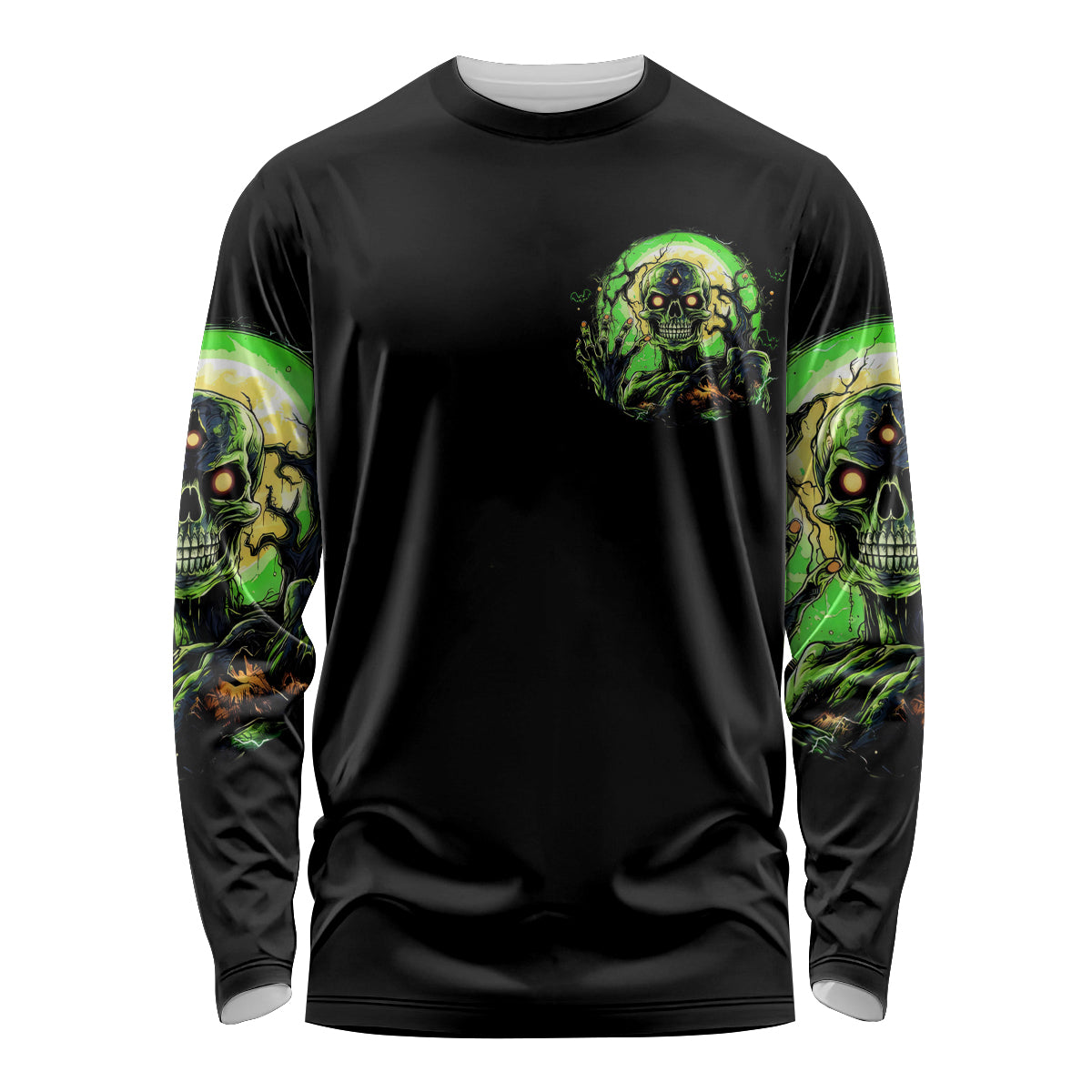 Zombie Skull Long Sleeve Shirt I Never Alone My Demon With Me 24/7 - Wonder Print Shop