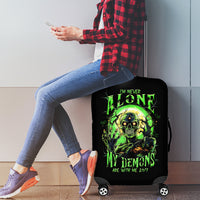 Zombie Skull Luggage Cover I Never Alone My Demon With Me 24/7 - Wonder Print Shop