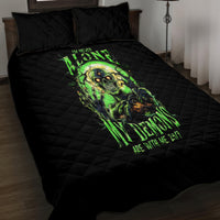Zombie Skull Quilt Bed Set I Never Alone My Demon With Me 24/7 - Wonder Print Shop