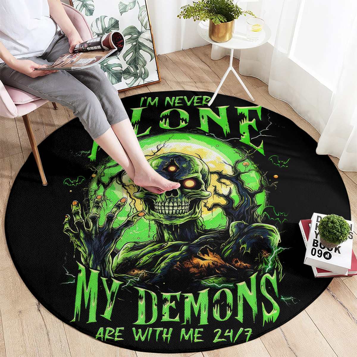 zombie-skull-round-carpet-i-never-alone-my-demon-with-me-247