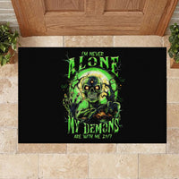 Zombie Skull Rubber Doormat I Never Alone My Demon With Me 24/7 - Wonder Print Shop