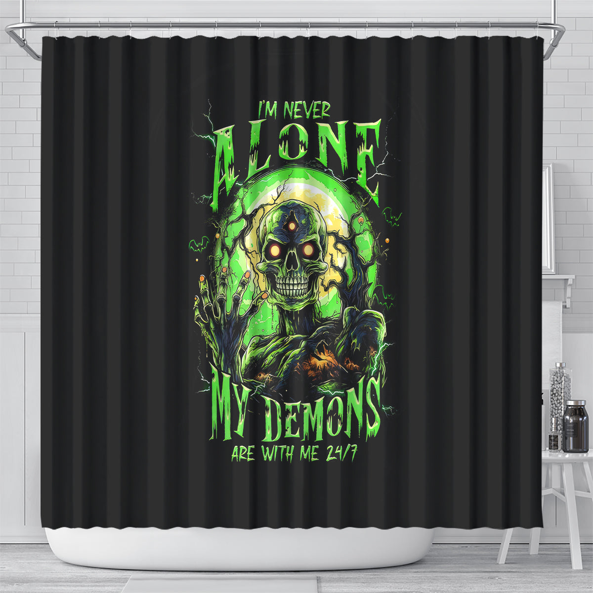 zombie-skull-shower-curtain-i-never-alone-my-demon-with-me-247