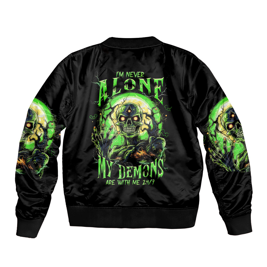 Skull Pumpkin Sleeve Zip Bomber Jacket I Have Three Side Quite Funny And Side You Never Want - Wonder Print Shop
