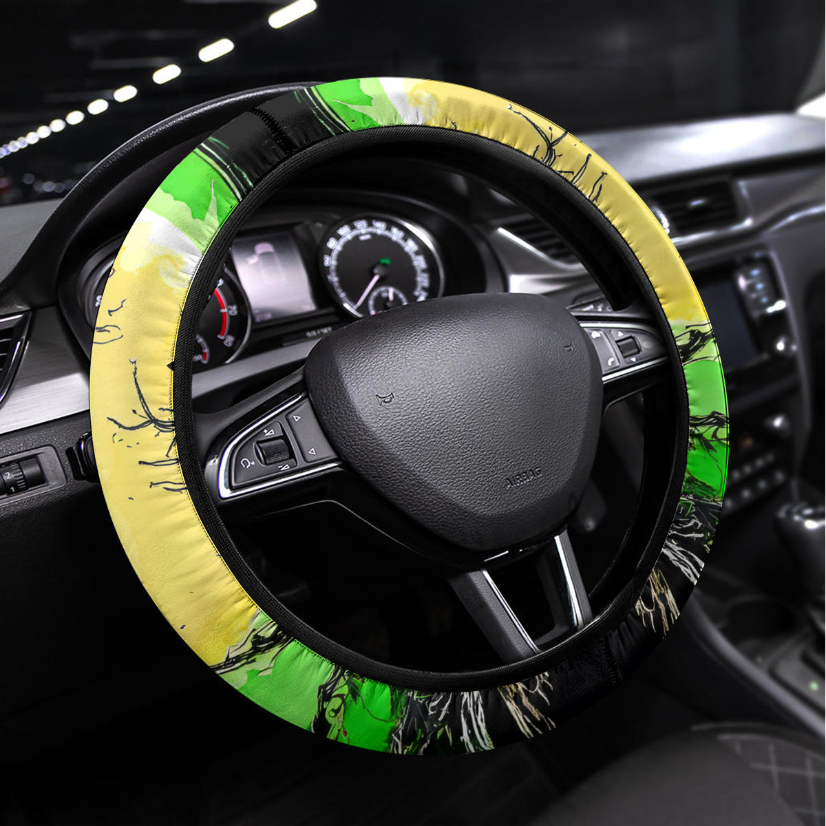 Zombie Skull Steering Wheel Cover I Never Alone My Demon With Me 24/7 - Wonder Print Shop