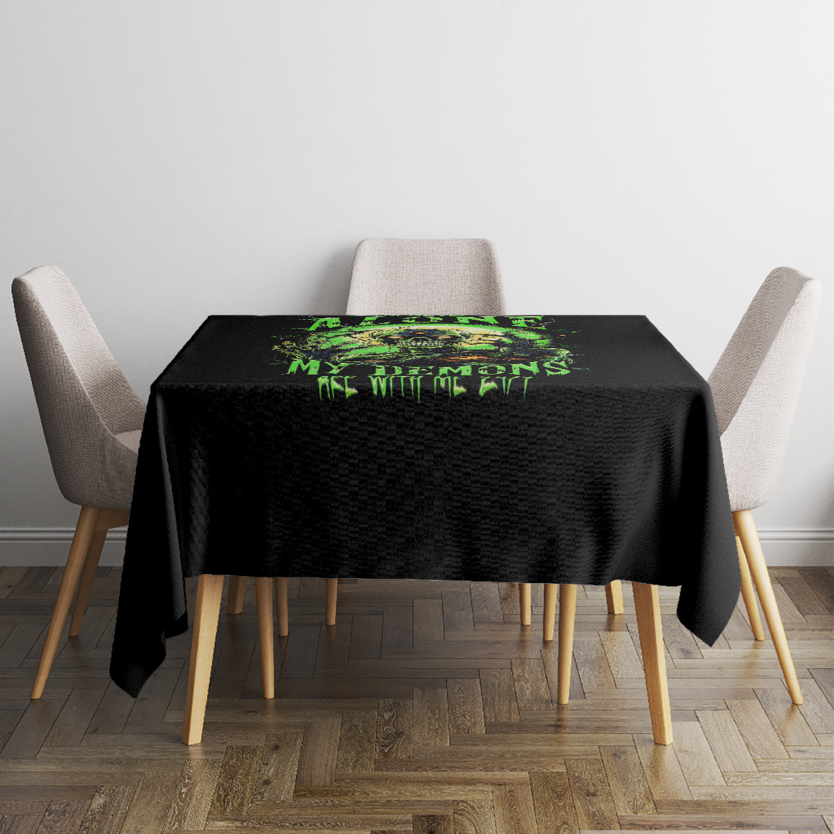 Zombie Skull Tablecloth I Never Alone My Demon With Me 24/7 - Wonder Print Shop