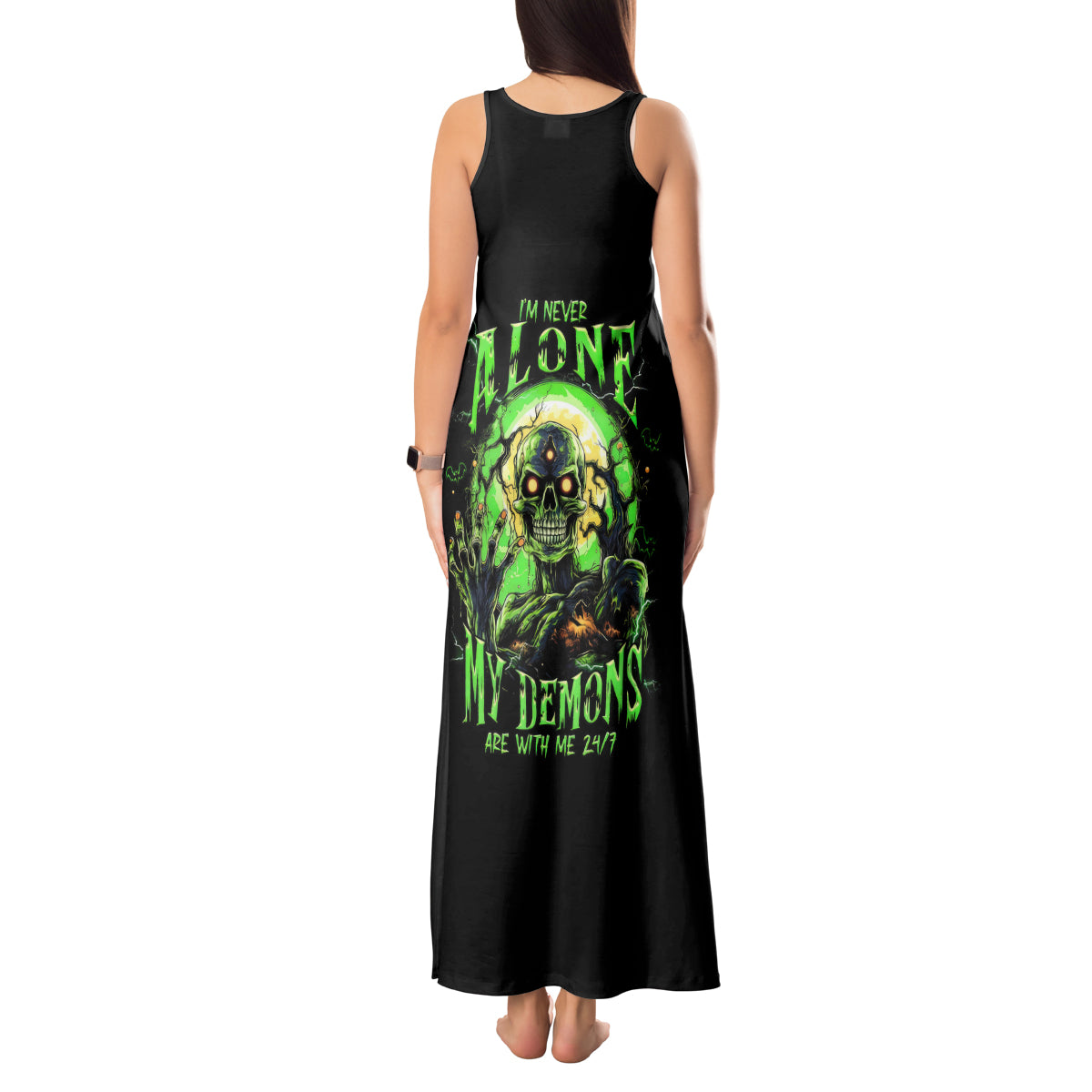 Skull Pumpkin Tank Maxi Dress I Have Three Side Quite Funny And Side You Never Want - Wonder Print Shop