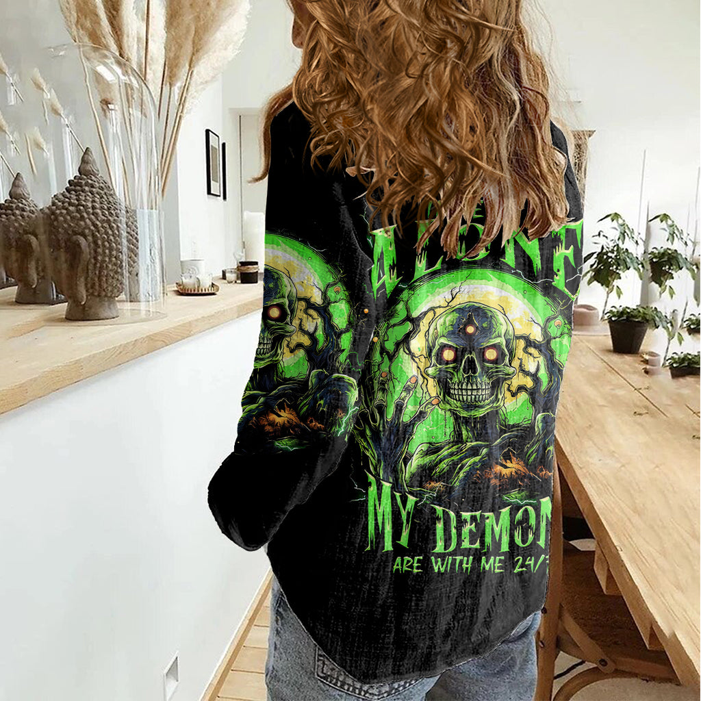 Skull Pumpkin Women Casual Shirt I Have Three Side Quite Funny And Side You Never Want - Wonder Print Shop