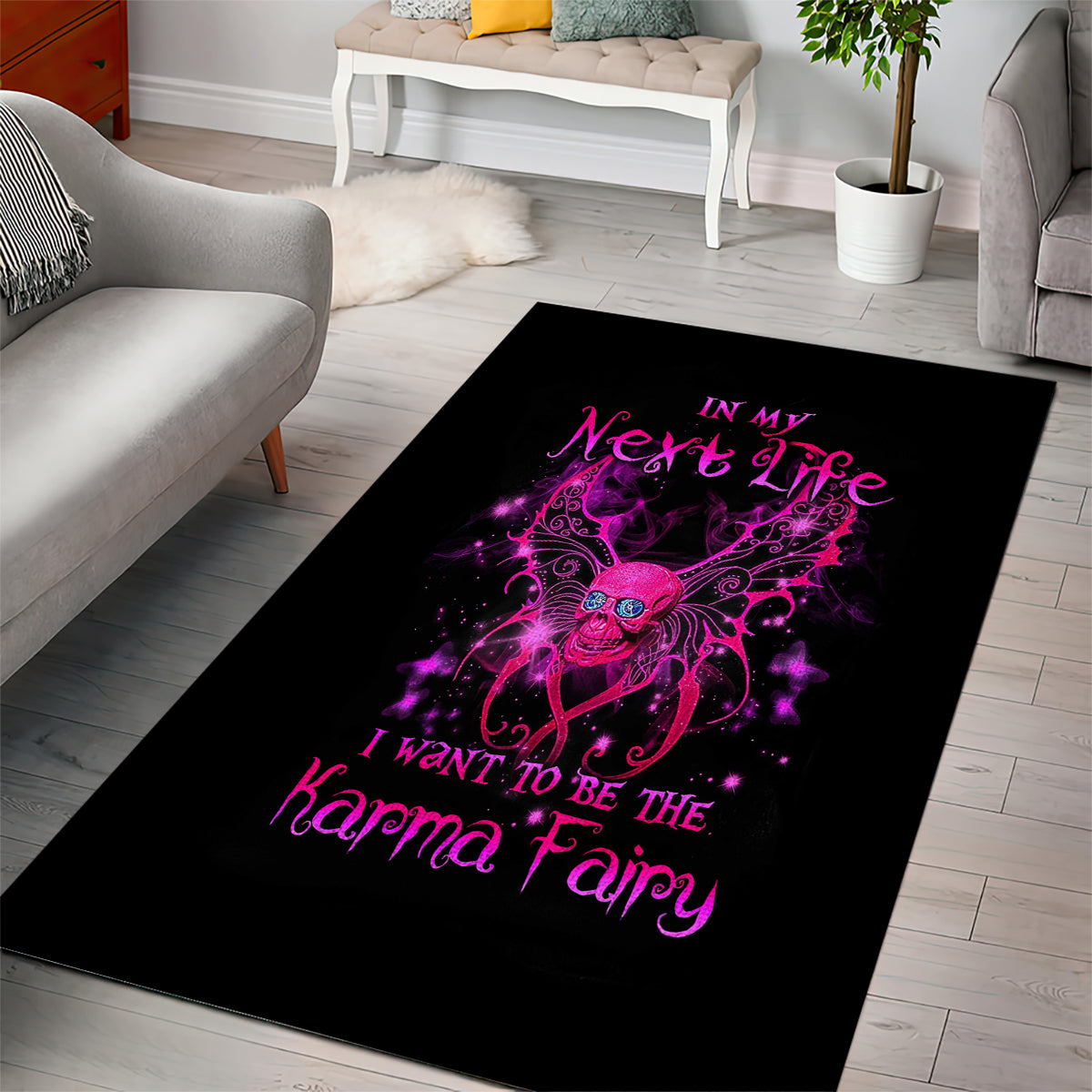 Fairy Skull Area Rug My Next Life I Want To Be Karma Fairy - Wonder Print Shop