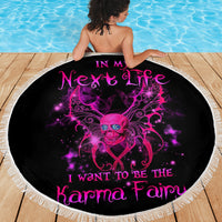 Fairy Skull Beach Blanket My Next Life I Want To Be Karma Fairy - Wonder Print Shop