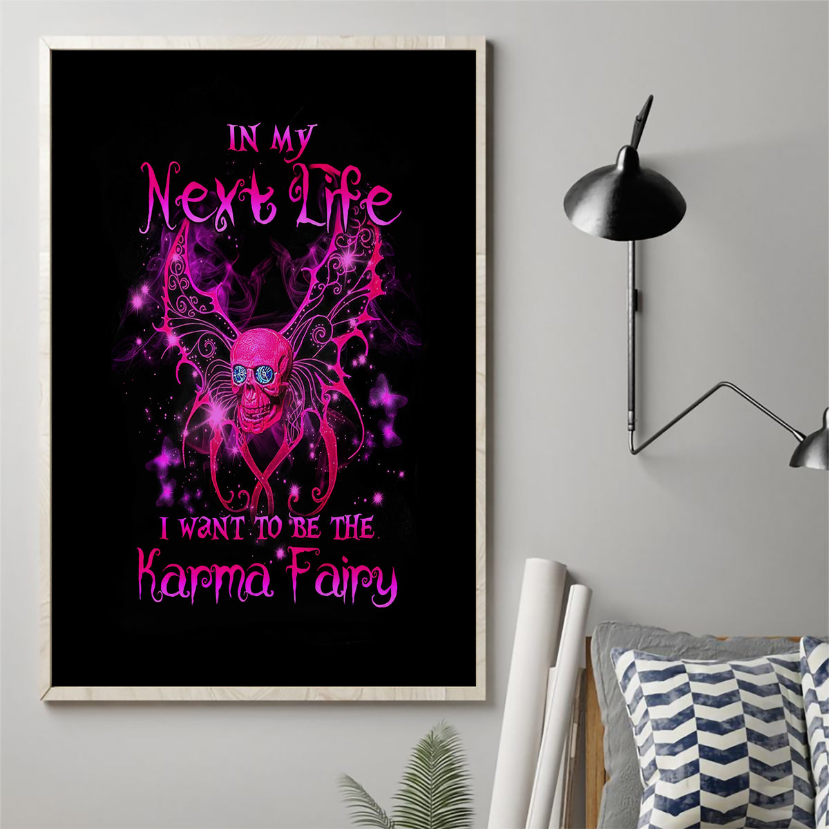 Fairy Skull Canvas Wall Art My Next Life I Want To Be Karma Fairy - Wonder Print Shop