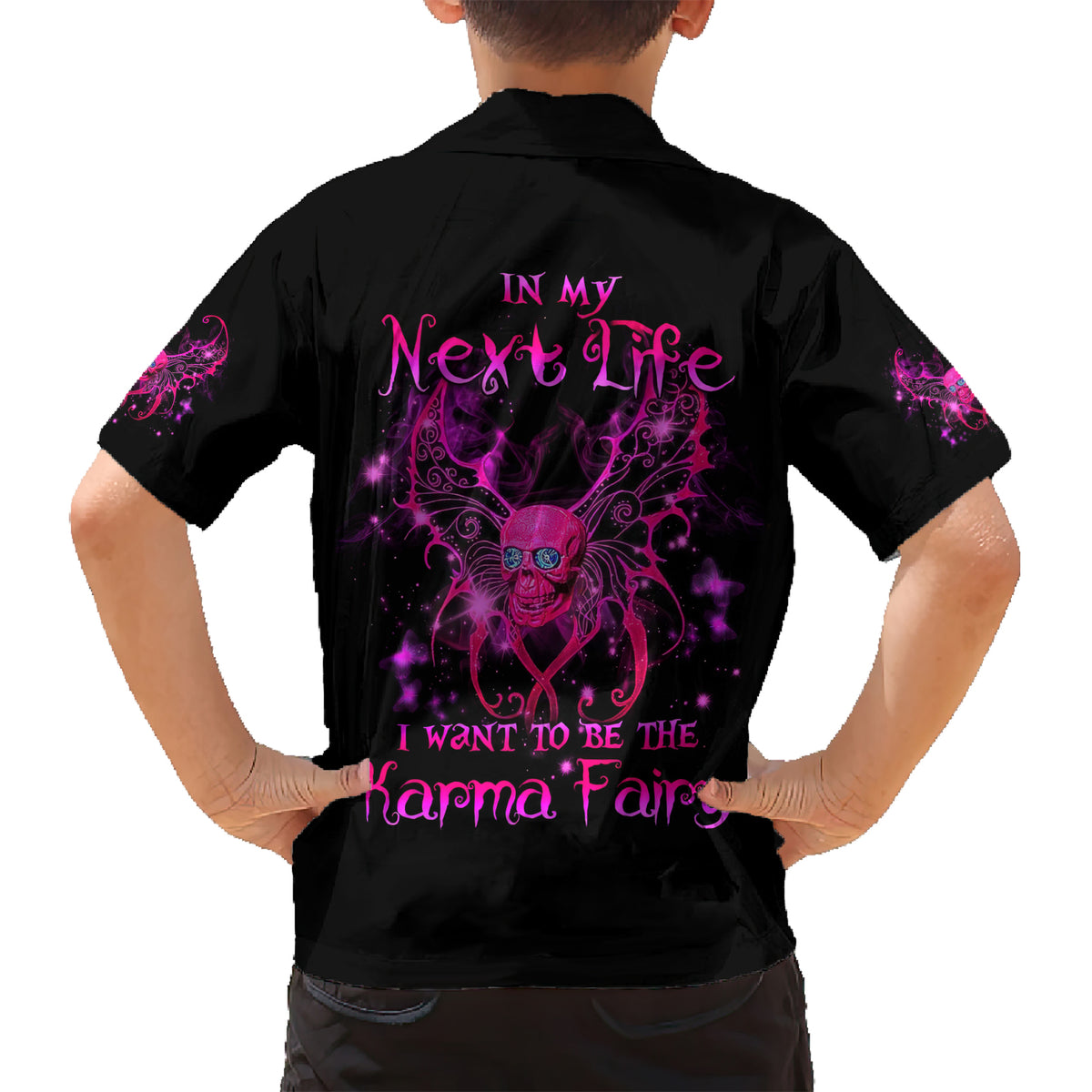Fairy Skull Hawaiian Shirt My Next Life I Want To Be Karma Fairy - Wonder Print Shop