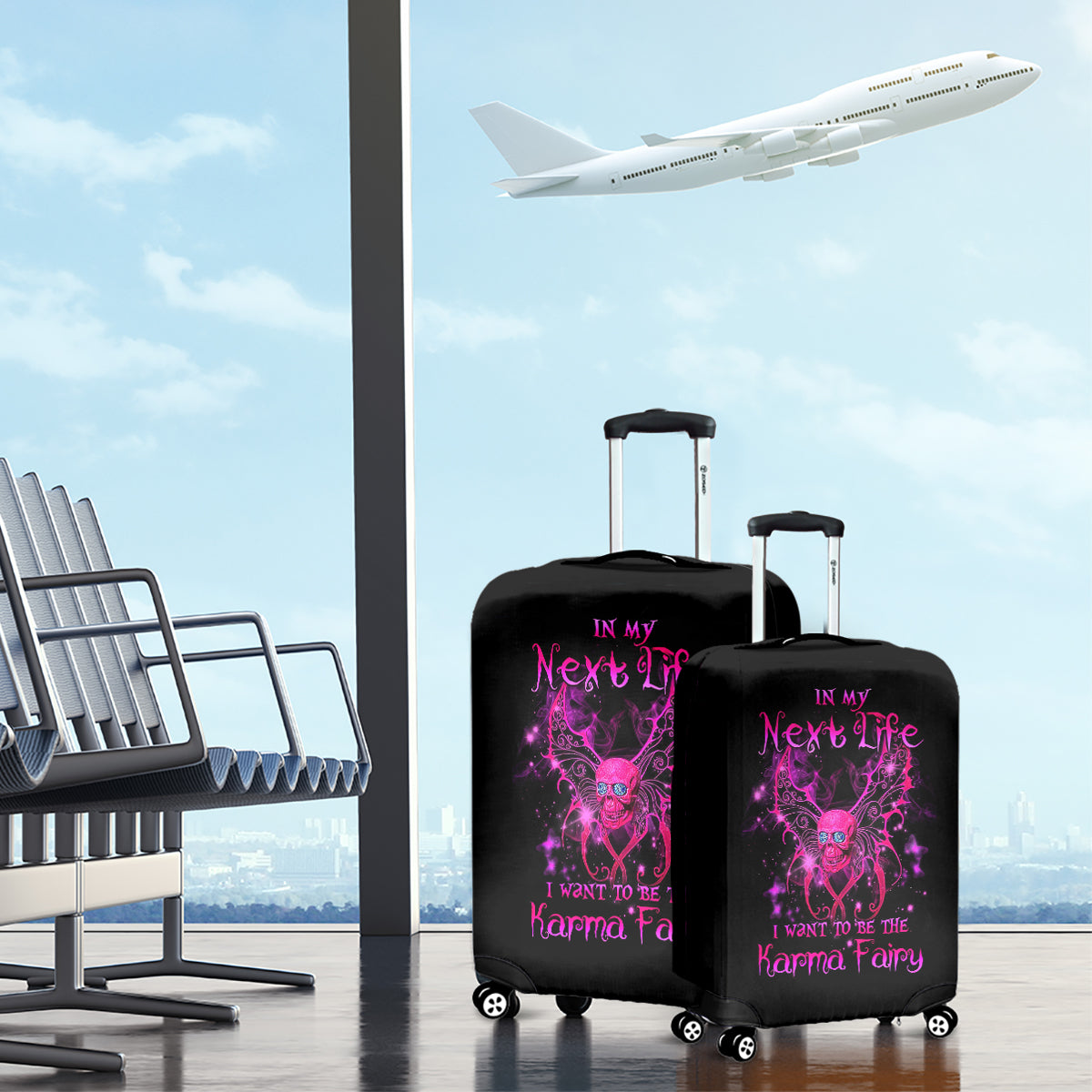 Fairy Skull Luggage Cover My Next Life I Want To Be Karma Fairy - Wonder Print Shop