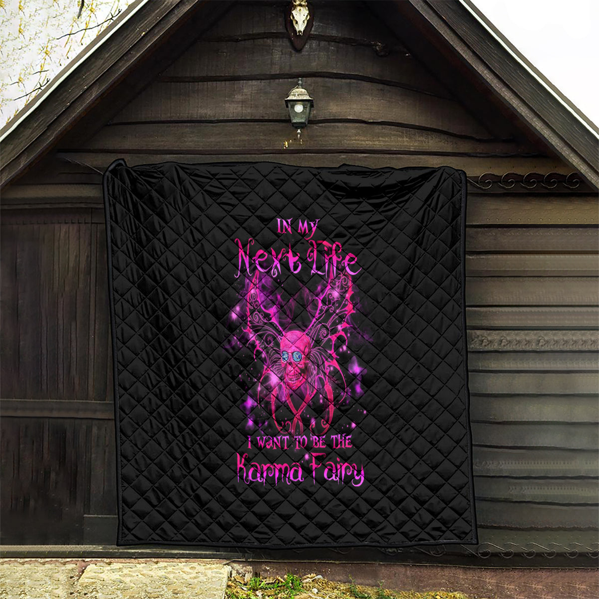 Fairy Skull Quilt My Next Life I Want To Be Karma Fairy - Wonder Print Shop