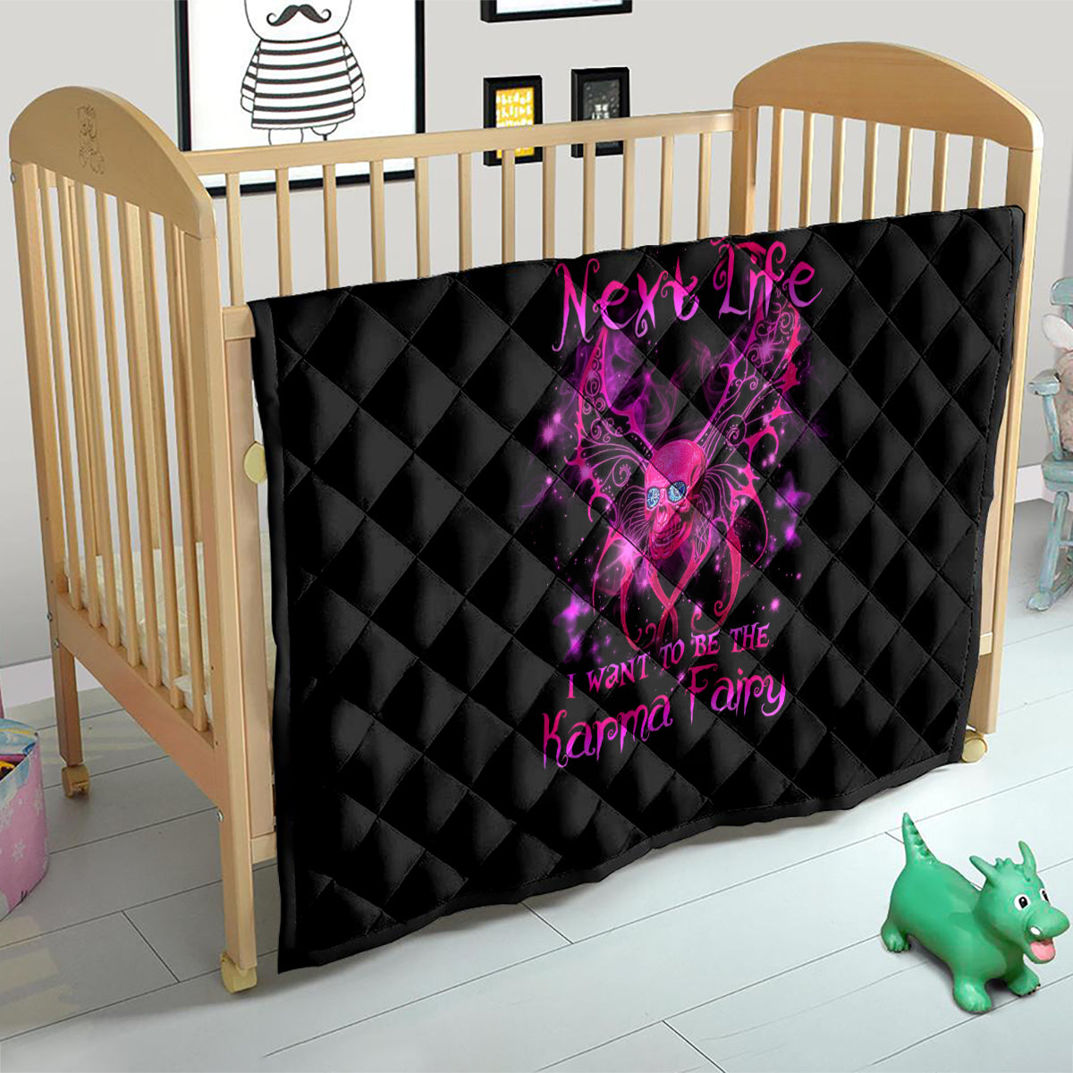 Fairy Skull Quilt My Next Life I Want To Be Karma Fairy - Wonder Print Shop