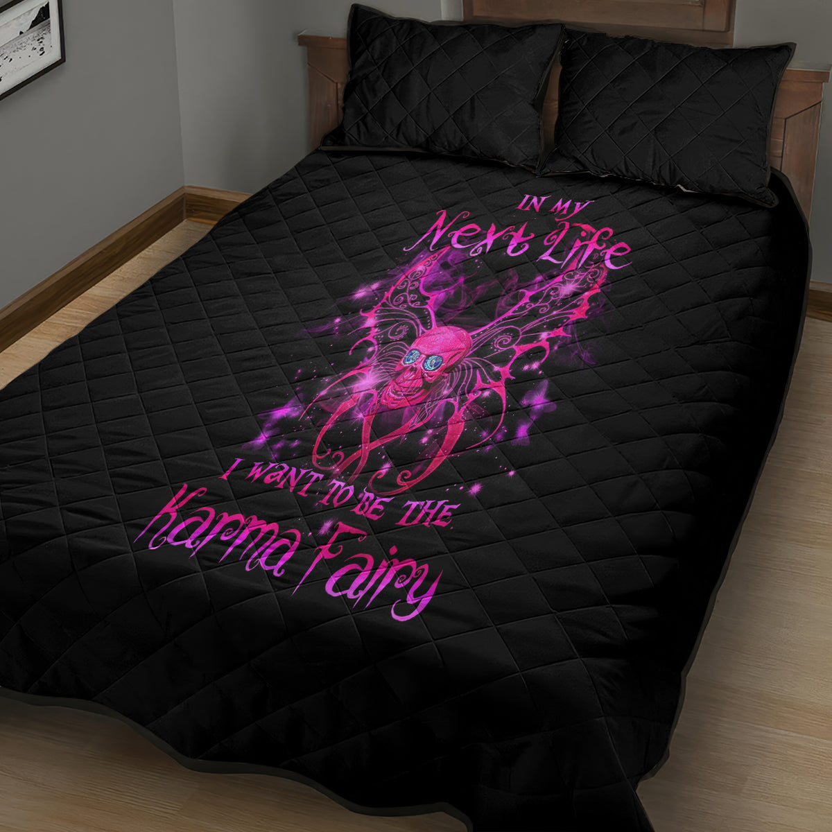 Fairy Skull Quilt Bed Set My Next Life I Want To Be Karma Fairy - Wonder Print Shop